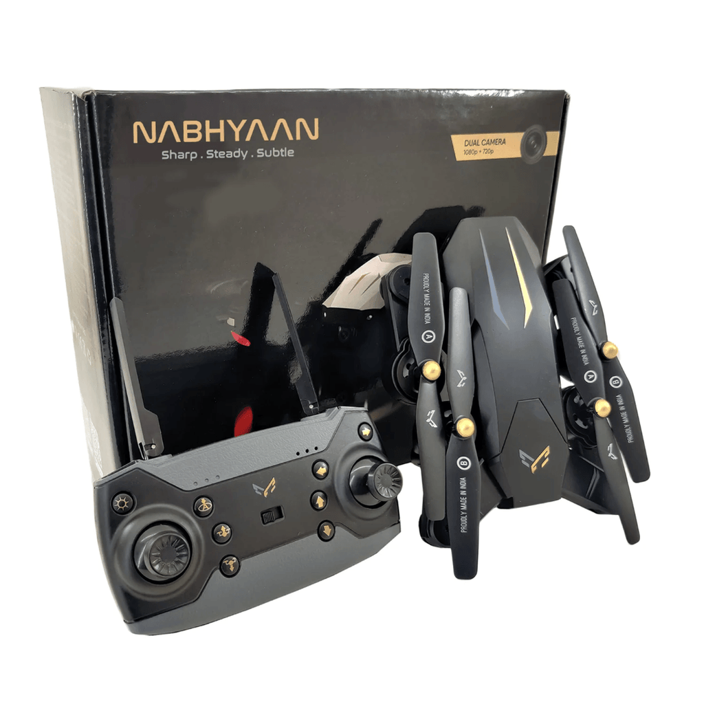 Electrobotic NABHYAAN Dual Camera Drone: HD 1080P + 720P FPV | Position Lock & Foldable | Smoke Black - Naivri