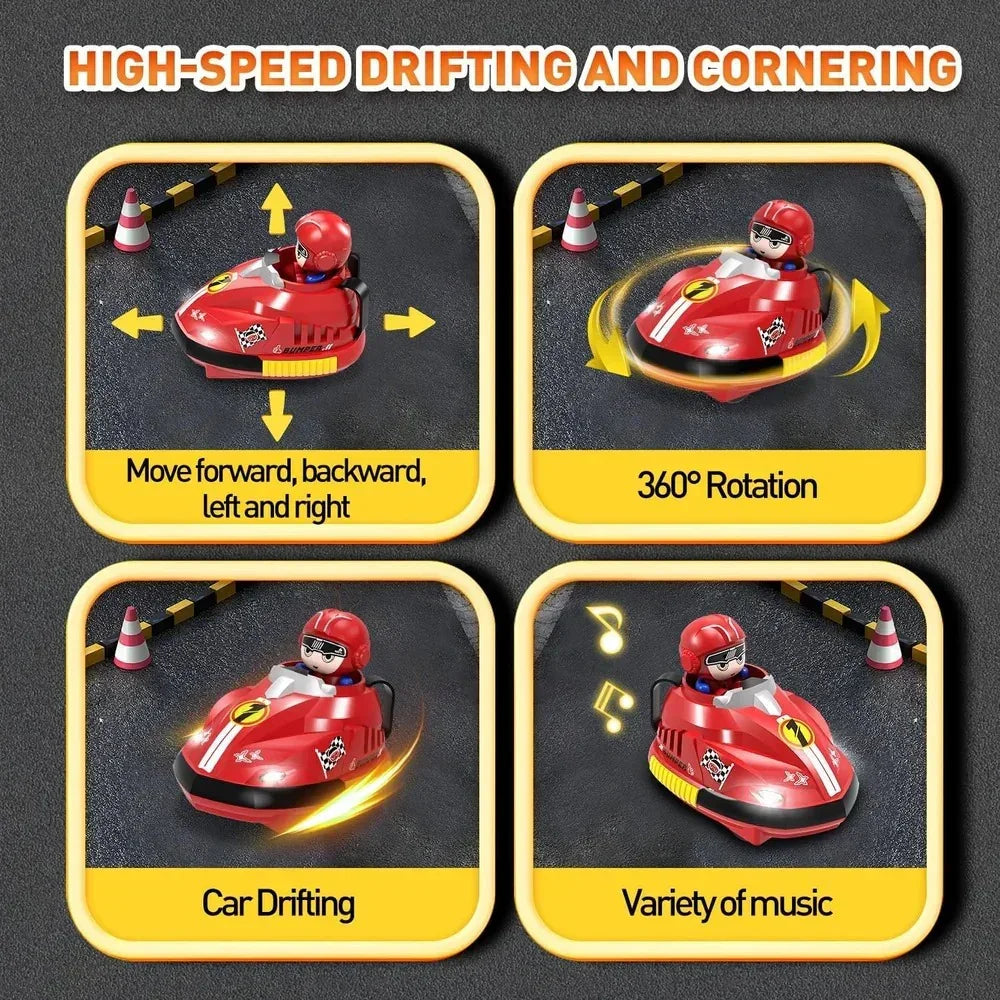 2PCS Set Stunt RC Battle Cars Blue Red Crush Ejecting Mini Car Bumper Cars Remote Control with Drivers Toy Game for Boys - Naivri