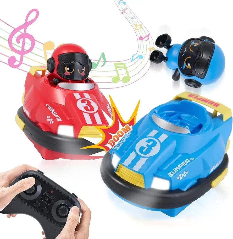 2PCS Set Stunt RC Battle Cars Blue Red Crush Ejecting Mini Car Bumper Cars Remote Control with Drivers Toy Game for Boys - Naivri