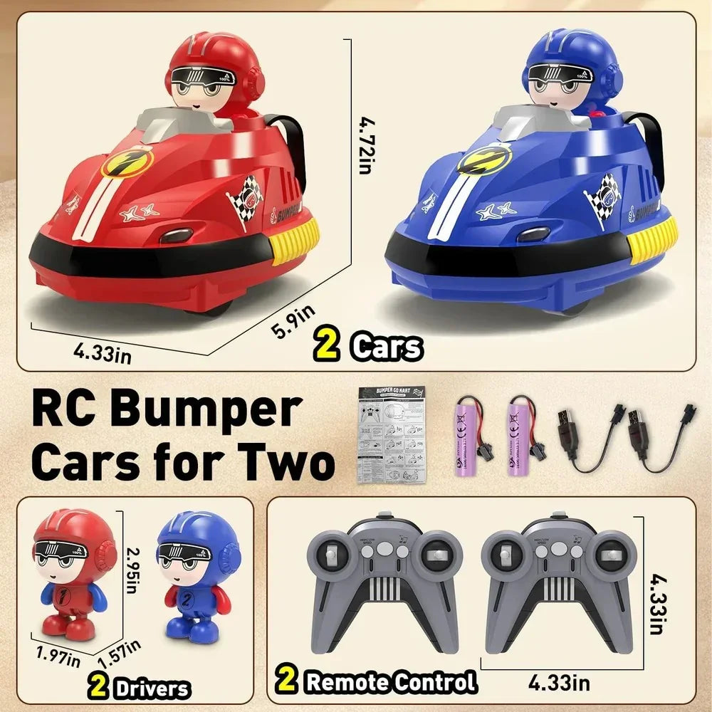 2PCS Set Stunt RC Battle Cars Blue Red Crush Ejecting Mini Car Bumper Cars Remote Control with Drivers Toy Game for Boys - Naivri
