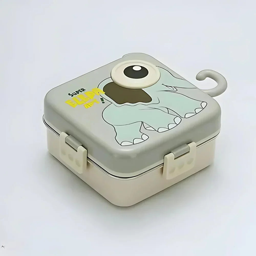 3D Big Eye Elephant Shaped Double Decker Lunch Box for Kids - Naivri