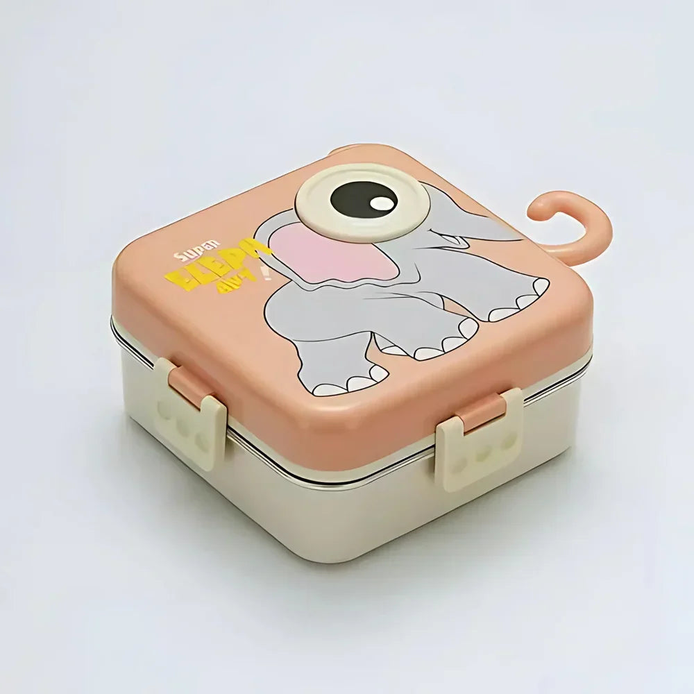 3D Big Eye Elephant Shaped Double Decker Lunch Box for Kids - Naivri