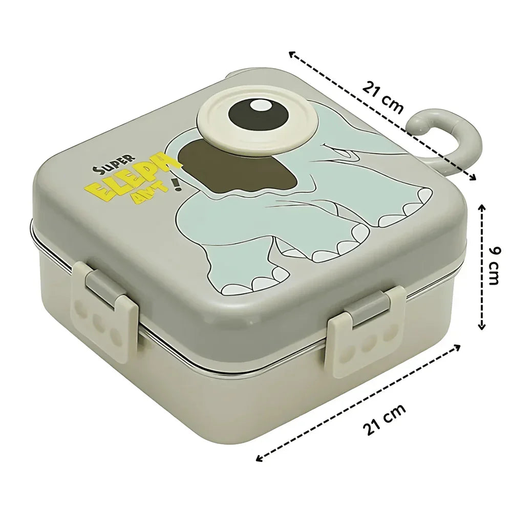 3D Big Eye Elephant Shaped Double Decker Lunch Box for Kids - Naivri