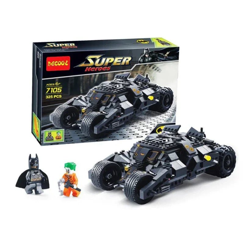 7105 Super Heroes Building Set – 325-Piece Tumbler Car with Joker Mini Figures | Compatible Bricks Action Toy for Kids Inspired by Batmobile | Ages 6+ - Naivri