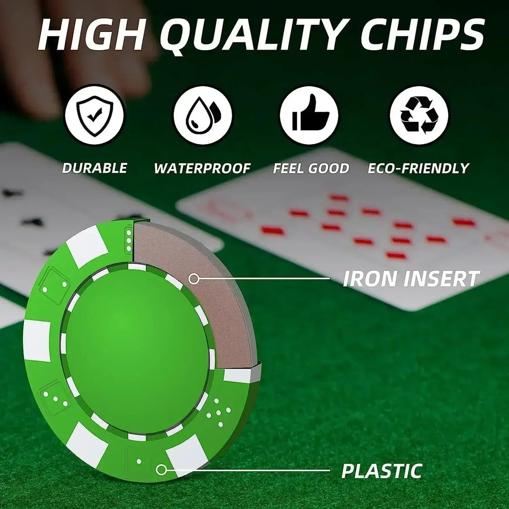 Adult Casino Style 200 Chips Poker Set | Professional 4-Color Chip Set with Aluminum Carrying Case, 2 Decks of Cards, 5 Dice & Dealer Button – Multiplayer Poker Game for Adults - Naivri