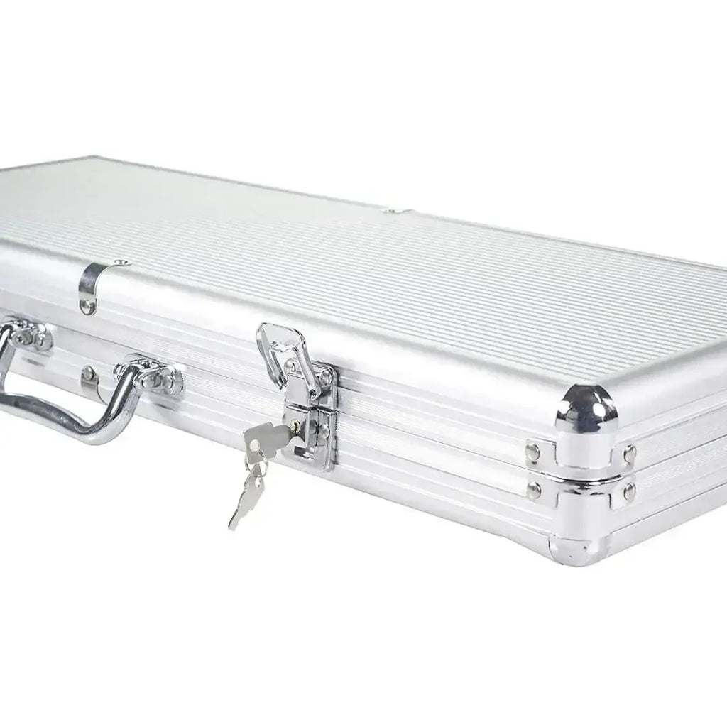 Adult Casino Style 200 Chips Poker Set | Professional 4-Color Chip Set with Aluminum Carrying Case, 2 Decks of Cards, 5 Dice & Dealer Button – Multiplayer Poker Game for Adults - Naivri