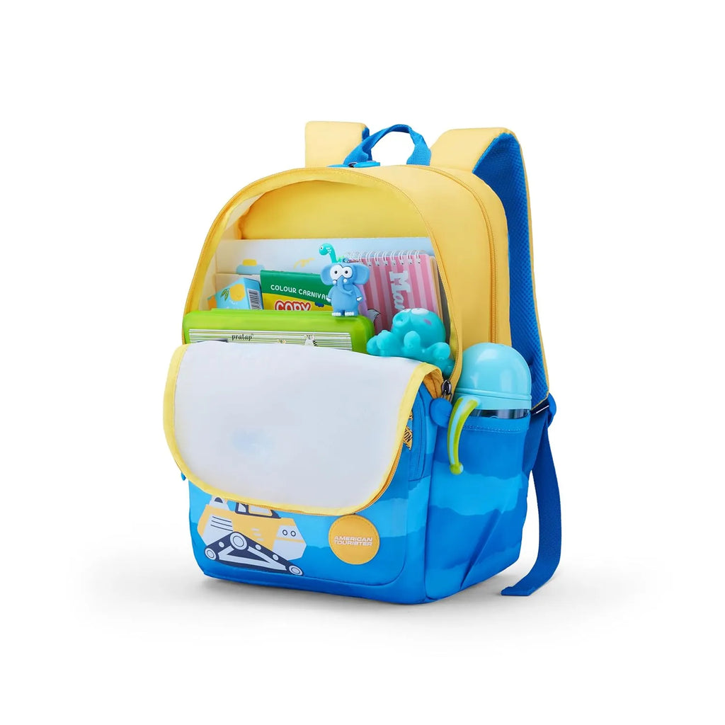 American Tourister Diddle 4.0 Construction Yellow Kids Backpack 21 Ltrs – Durable & Comfortable for Kids Aged 5-8 - Naivri