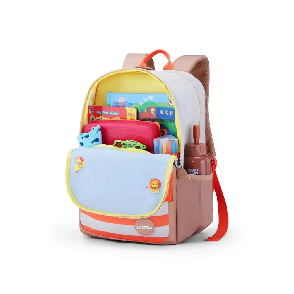 American Tourister Diddle 4.0 Varsity Beige Kids Backpack 21 Ltrs – Comfortable & Durable with Personalized Name Slot - Naivri