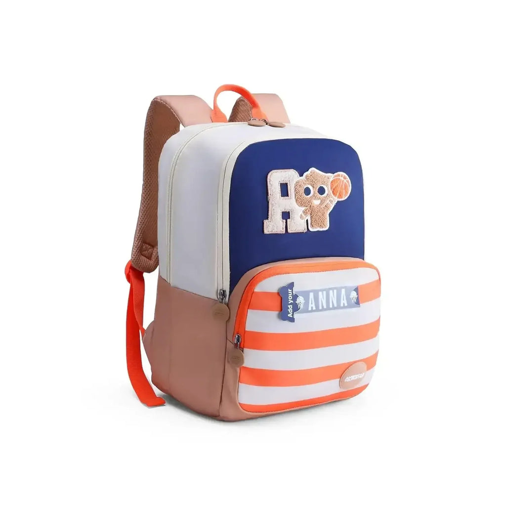American Tourister Diddle 4.0 Varsity Beige Kids Backpack 21 Ltrs – Comfortable & Durable with Personalized Name Slot - Naivri
