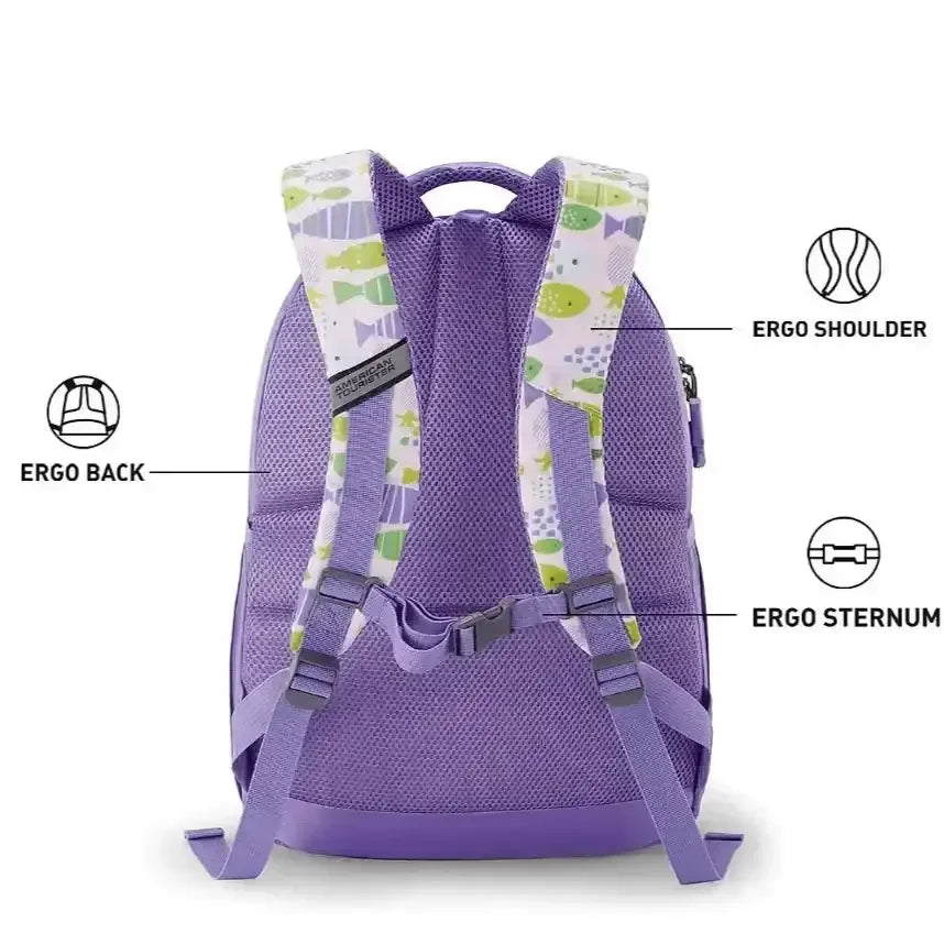 American Tourister Ollie 3.0 Fishy Purple 26 Ltrs School Backpack for Kids - Naivri