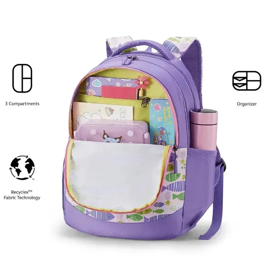 American Tourister Ollie 3.0 Fishy Purple 26 Ltrs School Backpack for Kids - Naivri