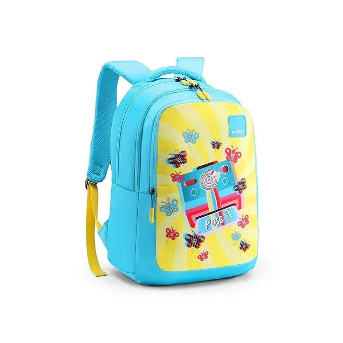American Tourister Ollie 4.0 XL Glyph Camera Blue 32.5 Litres Backpack – Bold Design with 3D Graphics for Girls 12+ - Naivri