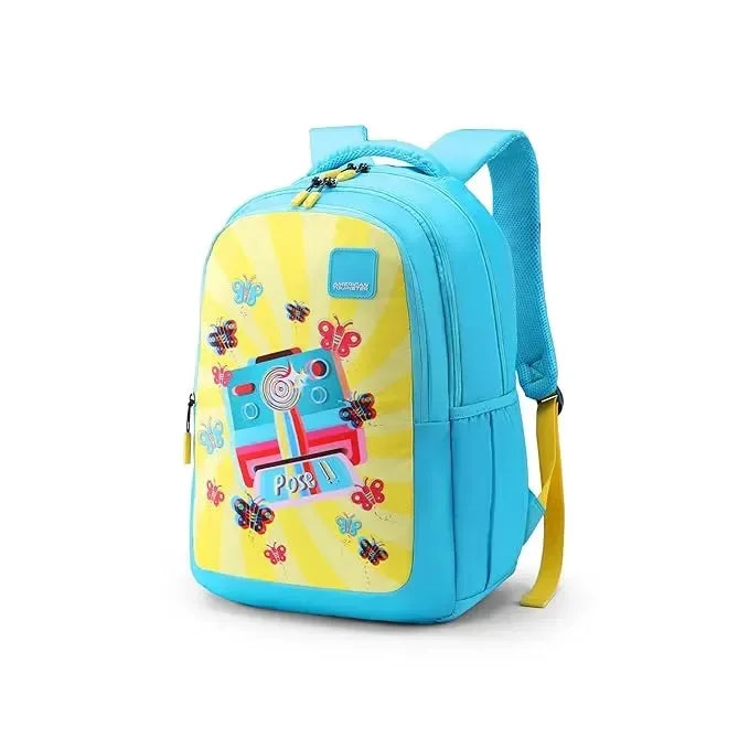 American Tourister Ollie 4.0 XL Glyph Camera Blue 32.5 Litres Backpack – Bold Design with 3D Graphics for Girls 12+ - Naivri