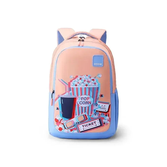 American Tourister Ollie 4.0 XL Glyph Popcorn Orange 32.5 Litres Backpack – Eye-Catching, Spacious & School-Ready with Bonus 3D Glasses - Naivri