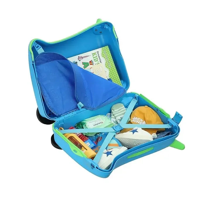 American Tourister Skiddle Blue Astronaut Suitcase – 39.5 cm | Small Cabin Polypropylene Hard Trolley Bag | 4 Wheels Spinner | Durable & Vibrant Design - Naivri