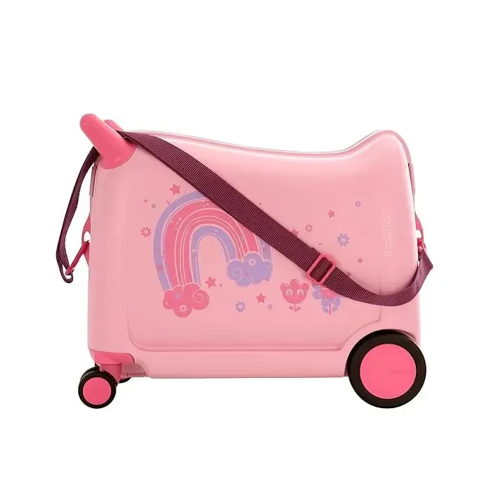 American Tourister Skiddle Light Pink Unicorn Suitcase – 39.5 cm | Small Cabin Polypropylene Hard Trolley Bag | 4 Wheels Spinner | Durable & Stylish for Kids - Naivri