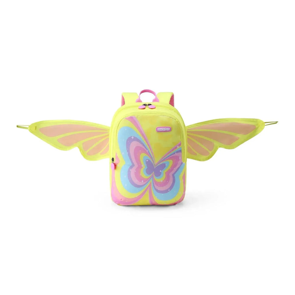 American Tourister Swiddle 4.0 Butterfly Yellow Kids Backpack – 13.5L, Durable & Comfortable - Naivri