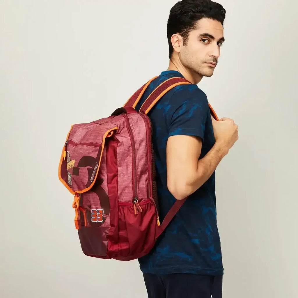 AMERICAN TOURISTER Unisex Printed Zip-Closure Backpack | AMT SIGMA LP BACKPACK 02 RED | Stylish Casual Backpack for Daily Use | 3 Spacious Compartments | Leather Synthetic Build - Naivri