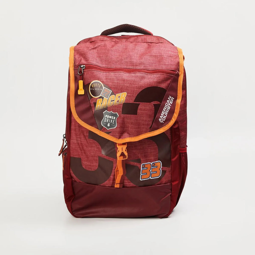 AMERICAN TOURISTER Unisex Printed Zip-Closure Backpack | AMT SIGMA LP BACKPACK 02 RED | Stylish Casual Backpack for Daily Use | 3 Spacious Compartments | Leather Synthetic Build - Naivri