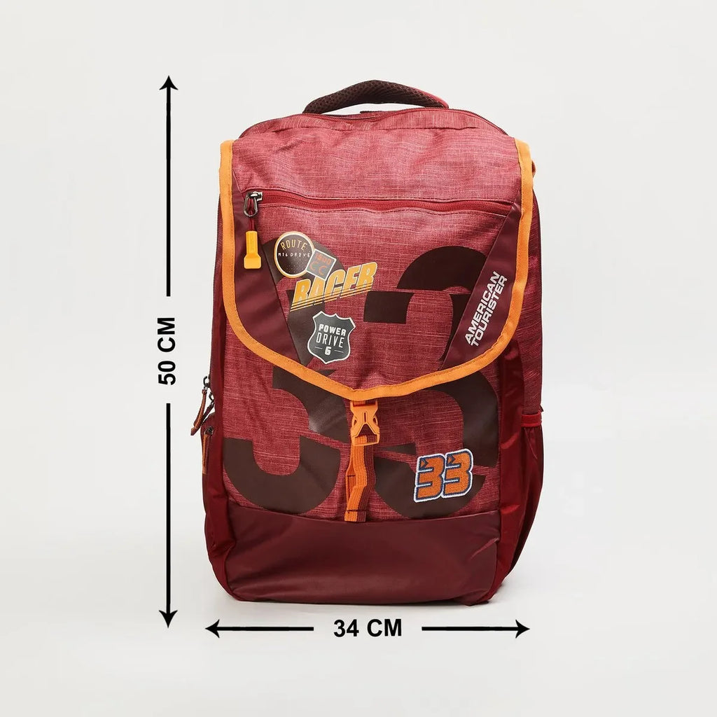 AMERICAN TOURISTER Unisex Printed Zip-Closure Backpack | AMT SIGMA LP BACKPACK 02 RED | Stylish Casual Backpack for Daily Use | 3 Spacious Compartments | Leather Synthetic Build - Naivri