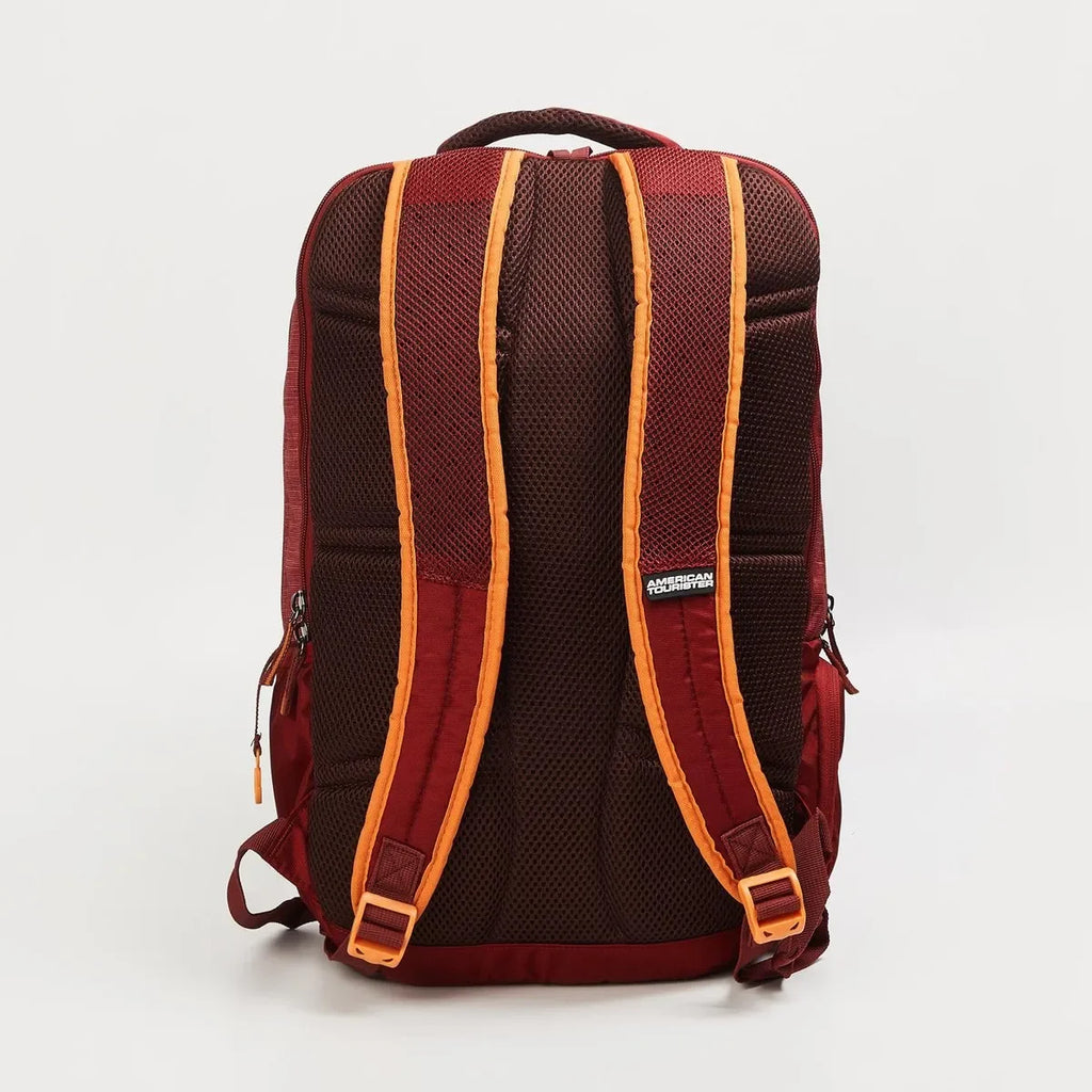 AMERICAN TOURISTER Unisex Printed Zip-Closure Backpack | AMT SIGMA LP BACKPACK 02 RED | Stylish Casual Backpack for Daily Use | 3 Spacious Compartments | Leather Synthetic Build - Naivri