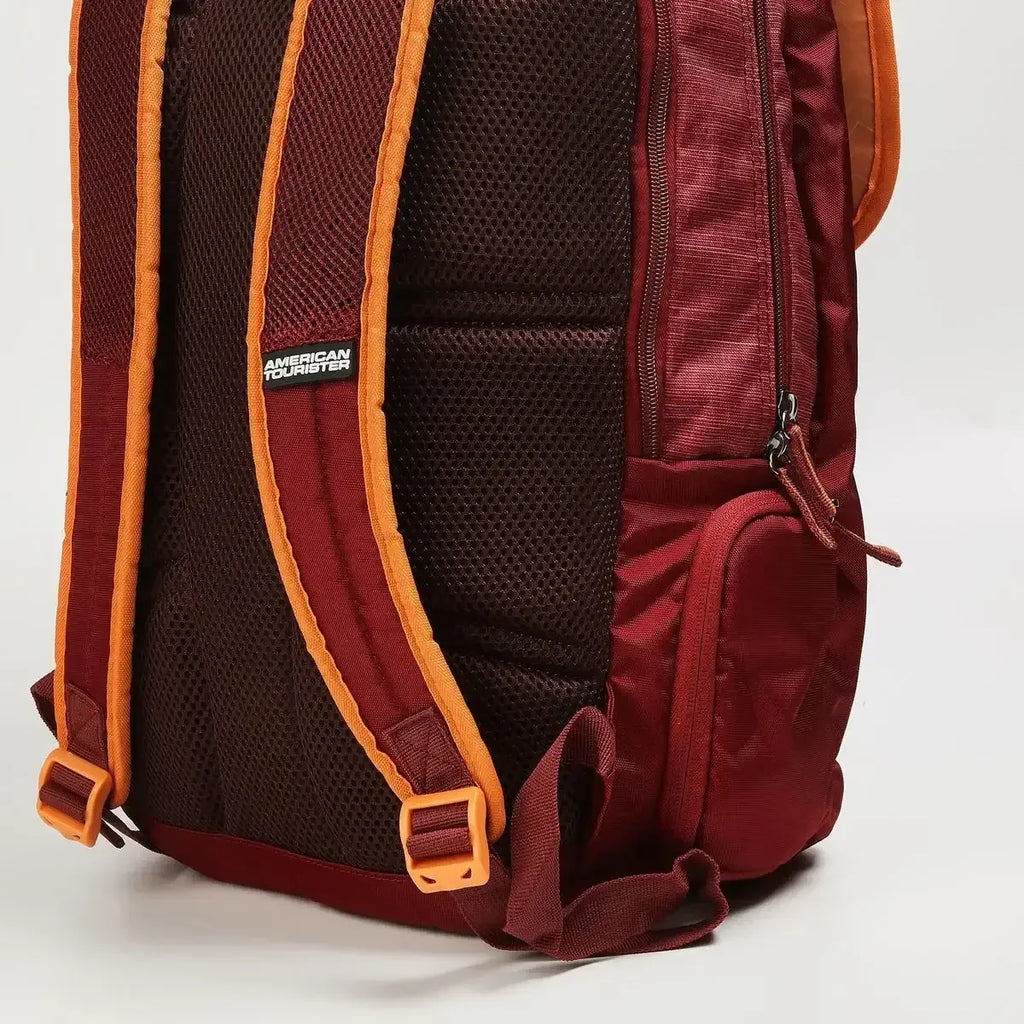 AMERICAN TOURISTER Unisex Printed Zip-Closure Backpack | AMT SIGMA LP BACKPACK 02 RED | Stylish Casual Backpack for Daily Use | 3 Spacious Compartments | Leather Synthetic Build - Naivri