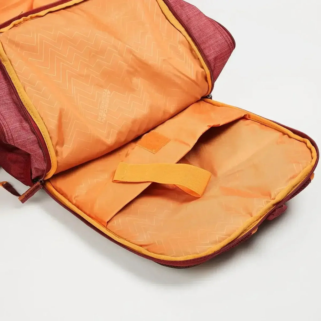 AMERICAN TOURISTER Unisex Printed Zip-Closure Backpack | AMT SIGMA LP BACKPACK 02 RED | Stylish Casual Backpack for Daily Use | 3 Spacious Compartments | Leather Synthetic Build - Naivri