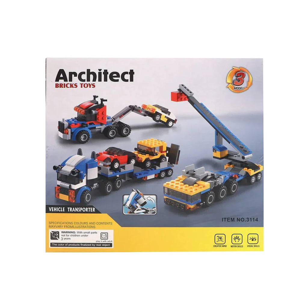 Architect Bricks 3114 Vehicle Transporter Building Set – 264 Pcs STEM-Compatible DIY Construction Toy for Kids Ages 6+ | Compatible with Major Brick Brands - Naivri