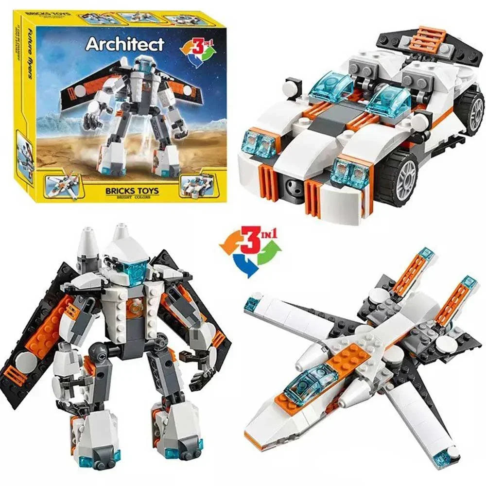 Architect Future Flyers Model 3 – 237-Piece DIY Building Block Set | STEM Construction Kit for Kids (3115, ABS Plastic, Age 6+) - Naivri