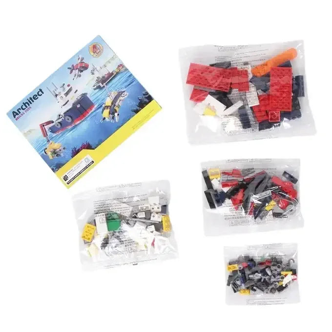 Architect Ocean Explorer & Detection Ship – 4-in-1 Submarine, Aircraft, and Ship Building Blocks Set (213 Pieces | Model 3112) – STEM Construction Toy for Kids - Naivri