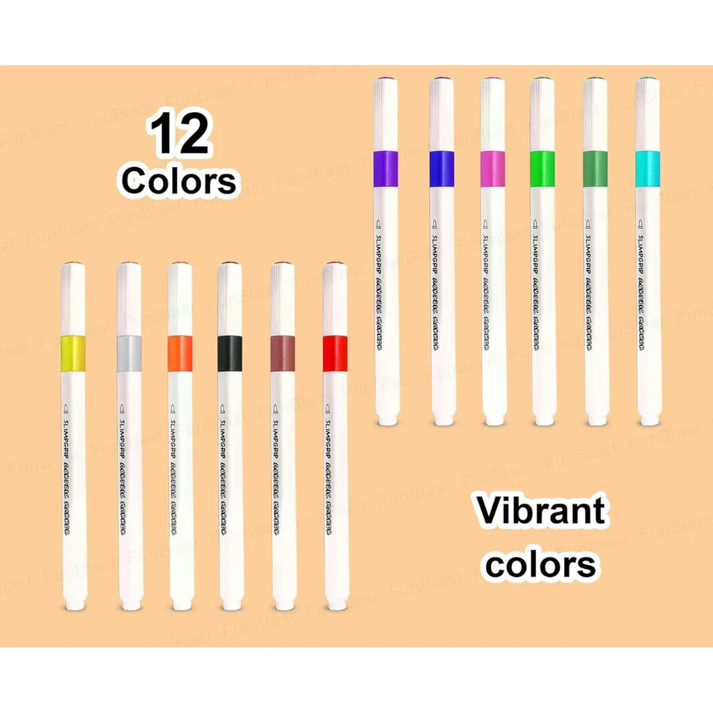 Artify Acrylic Paint Marker Set – 12 Vibrant Water-Based Colors for Multi-Surface Art & DIY Creations (3 Years+) - Naivri