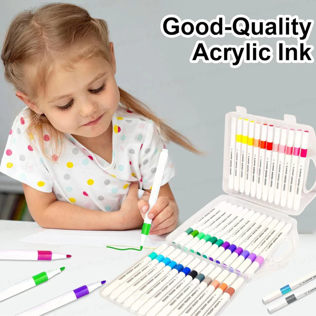 Artify Acrylic Paint Marker Set – 36 Vibrant Water-Based Colors for Multi-Surface Art & DIY Creations (3 Years+) - Naivri