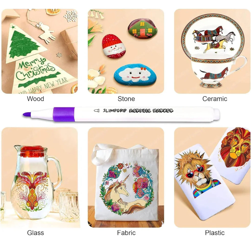 Artify Acrylic Paint Marker Set – 36 Vibrant Water-Based Colors for Multi-Surface Art & DIY Creations (3 Years+) - Naivri