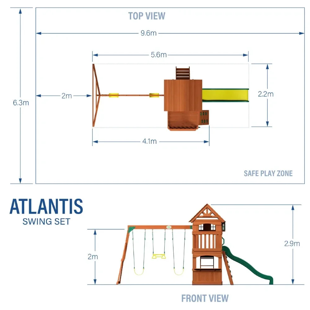 Backyard Atlantic Play Tower Including Swings – A Compact Wooden Playset for Adventure-Filled Backyards - Naivri