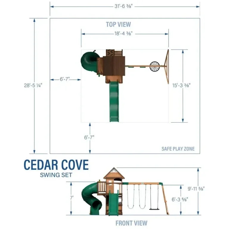 Backyard Cedar Cove Swing Set – Premium Wooden Outdoor Swings & Slides for Kids - Naivri