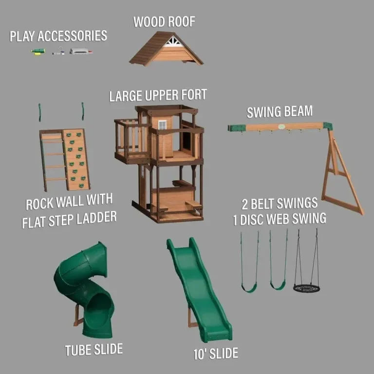 Backyard Cedar Cove Swing Set – Premium Wooden Outdoor Swings & Slides for Kids - Naivri