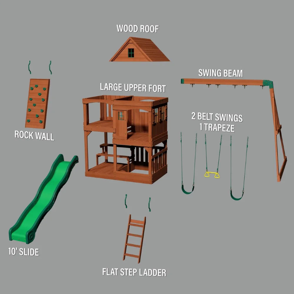 Backyard Hill Crest Play Tower Including Swings - Naivri