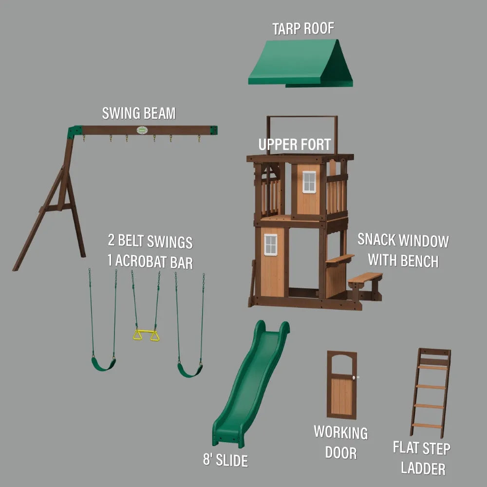 Backyard Lakewood Play Tower With Swings And Slide - Naivri