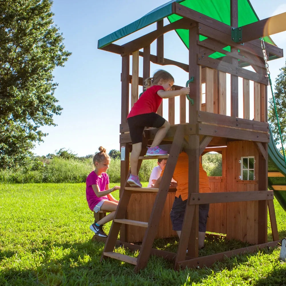 Backyard Lakewood Play Tower With Swings And Slide - Naivri