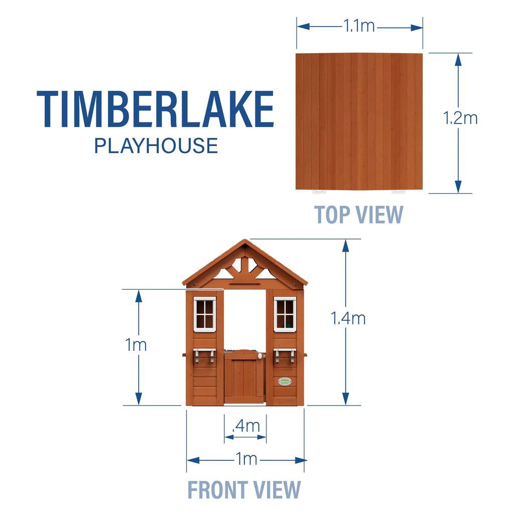 Backyard Timberlake Playhouse – Durable Cedar Wood Kids Outdoor Playhouse with Snack Window & Role Play Features - Naivri