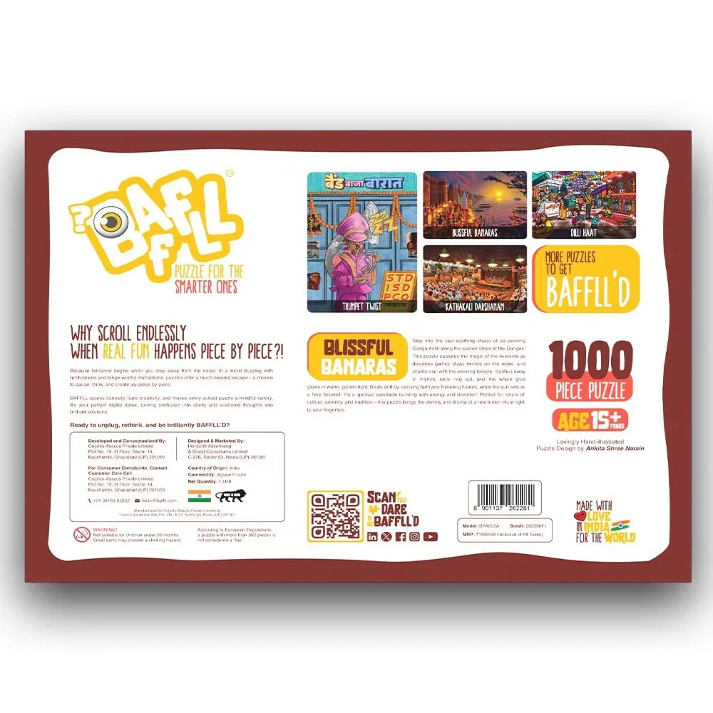 BAFFLL Blissful Banaras 1000 Piece Jigsaw Puzzle for Adults & Teens – Beautiful Artwork, Precision-Cut, Fun Brain Challenge - Naivri