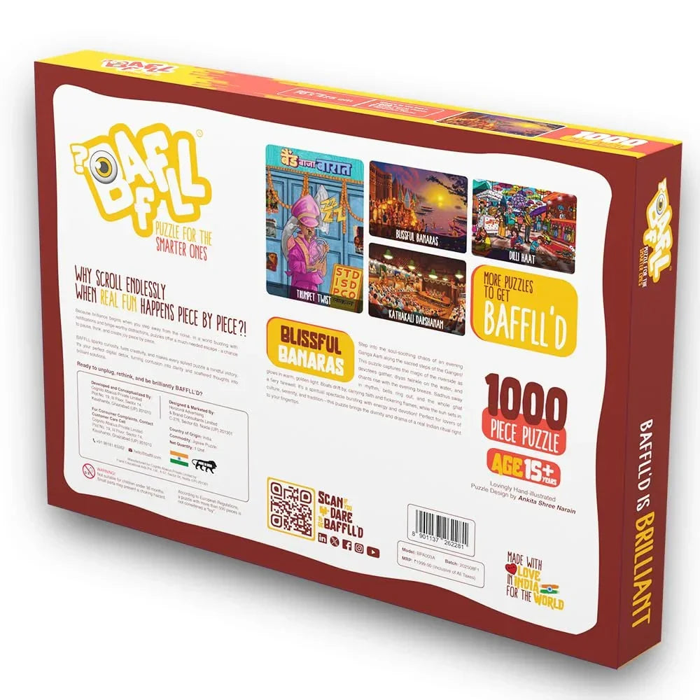 BAFFLL Blissful Banaras 1000 Piece Jigsaw Puzzle for Adults & Teens – Beautiful Artwork, Precision-Cut, Fun Brain Challenge - Naivri