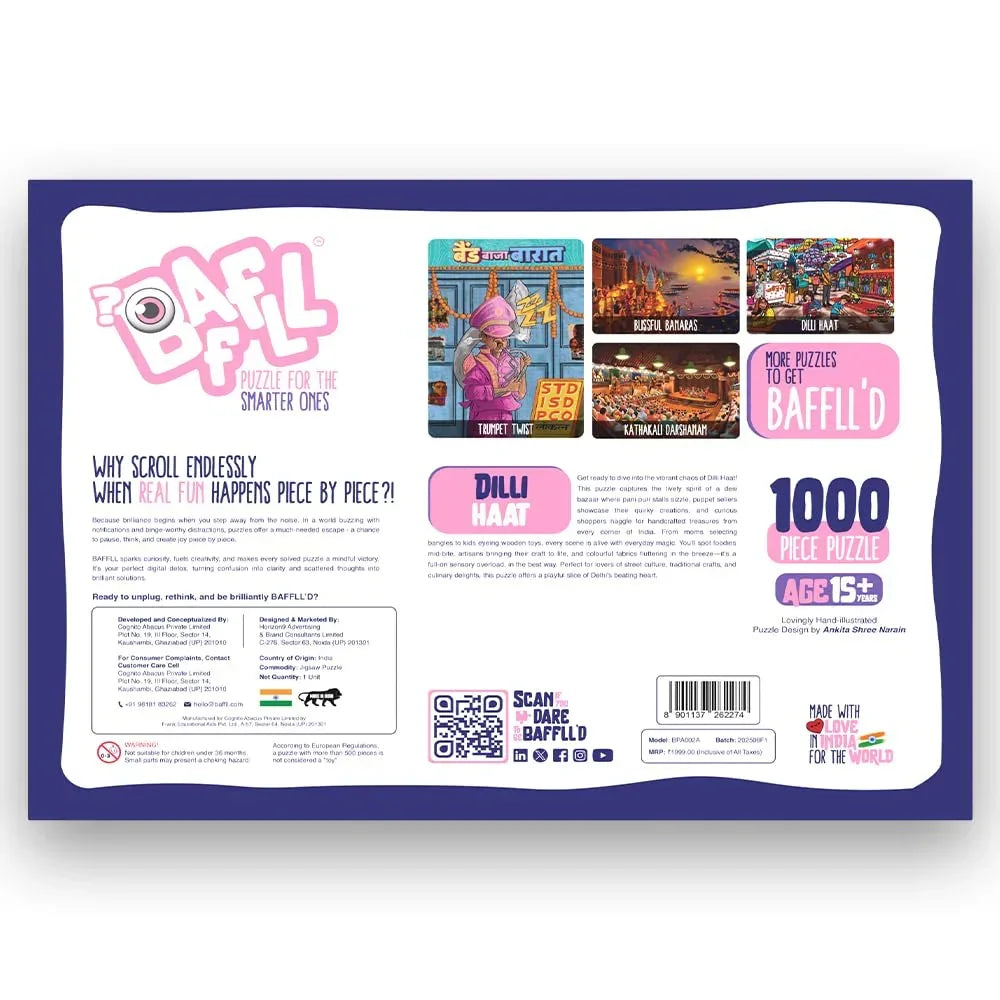 BAFFLL Dilli Haat 1000 Piece Jigsaw Puzzle for Adults & Teens – Artistic Brain Challenge, Precision-Cut, Ideal Gift - Naivri