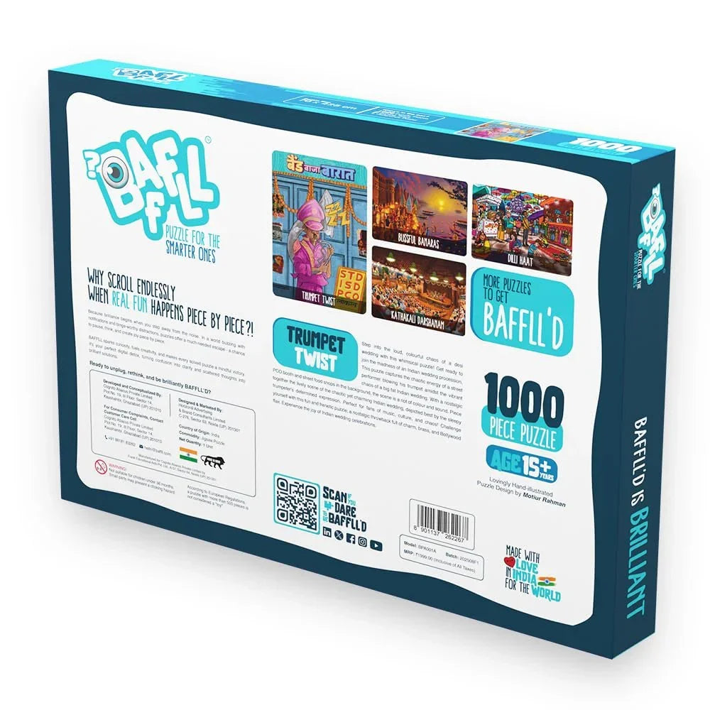 BAFFLL Trumpet Twist 1000 Piece Jigsaw Puzzle for Adults & Teens – Precision-Cut, Beautiful Artwork, Mindful Brain Challenge - Naivri