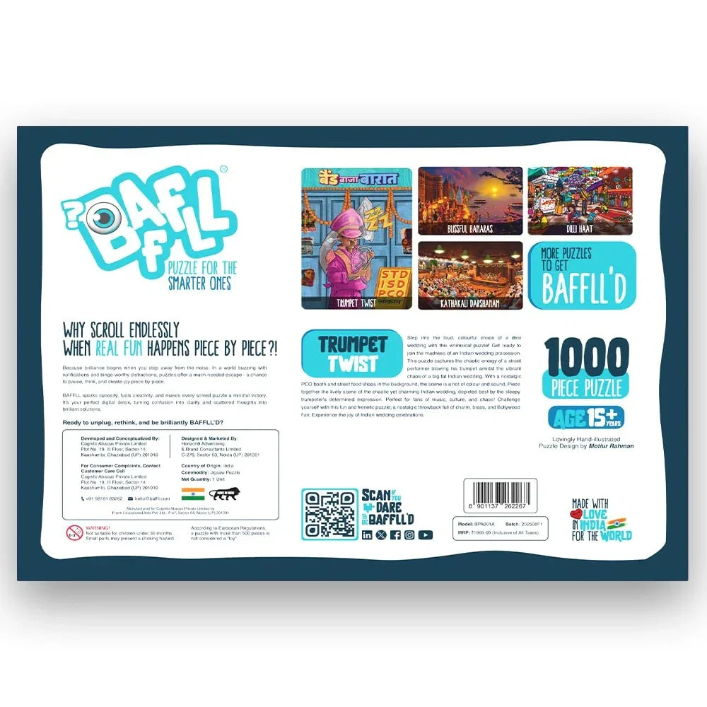 BAFFLL Trumpet Twist 1000 Piece Jigsaw Puzzle for Adults & Teens – Precision-Cut, Beautiful Artwork, Mindful Brain Challenge - Naivri