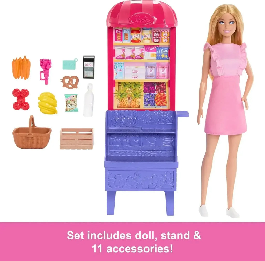 Barbie and Teresa Recipe for Friendship Fashion Doll & Playset – Malibu at The Market with 11 Accessories, Market Stand & Food - Naivri