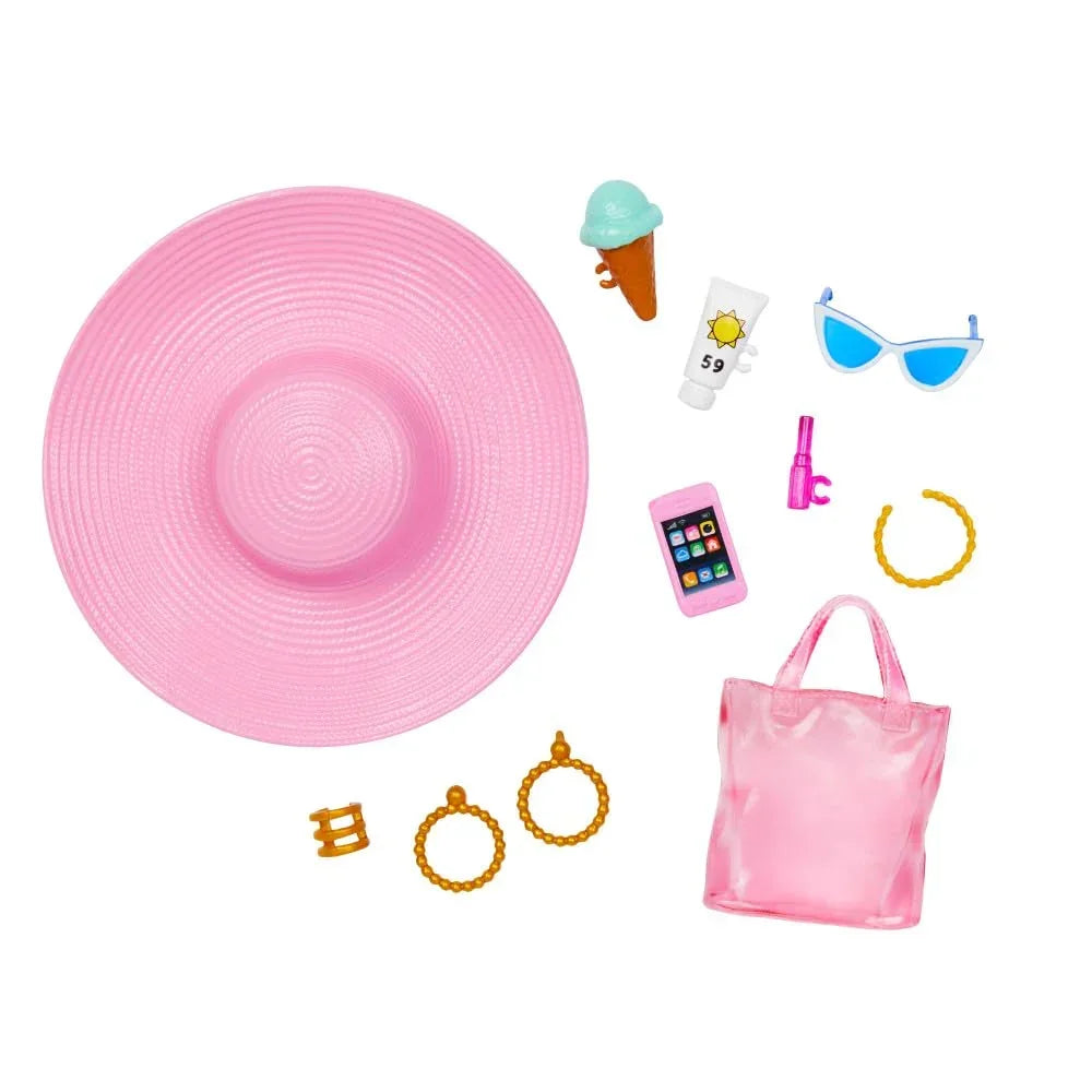 Barbie Blonde Doll with Swimsuit, Sun Hat, Tote Bag & Beach-Themed Accessories - Naivri