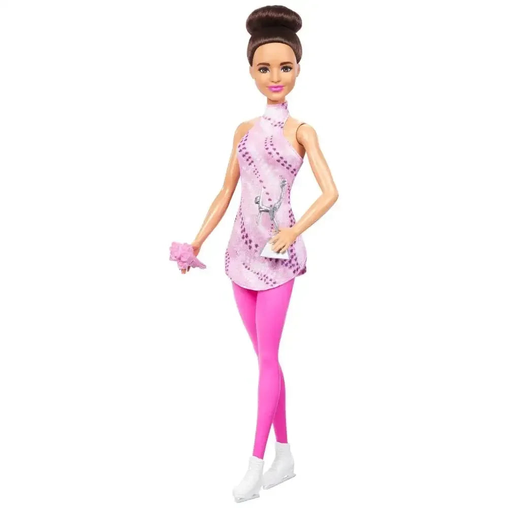 Barbie Careers Fashion Doll & Accessories, Brunette Figure Skater with Ice Skates & Trophy - Naivri