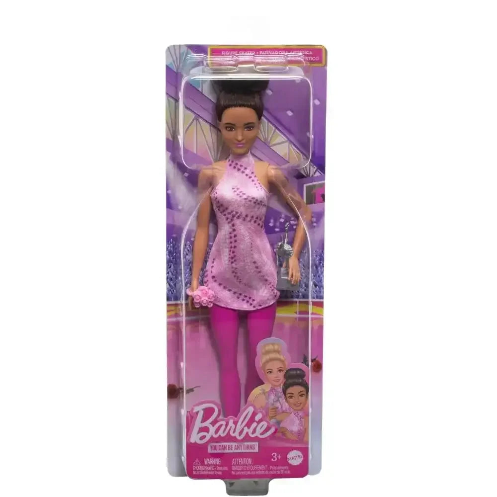 Barbie Careers Fashion Doll & Accessories, Brunette Figure Skater with Ice Skates & Trophy - Naivri