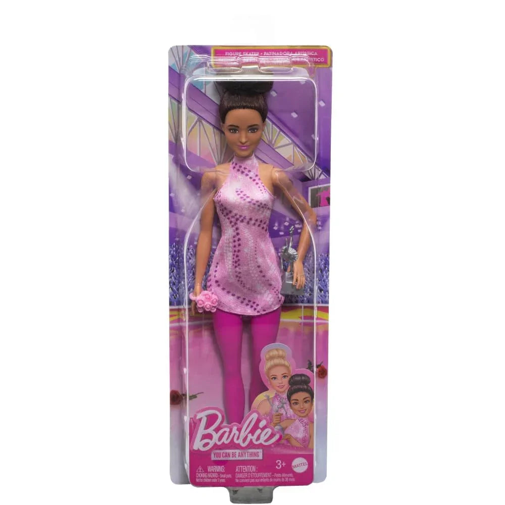 Barbie Careers Fashion Doll & Accessories, Brunette Figure Skater with Ice Skates & Trophy - Naivri